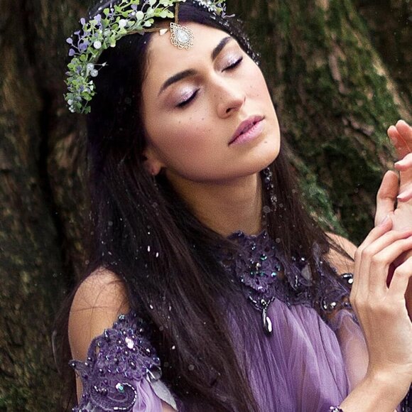 Fairy Flower Leaf Crown Women Girls Cosplay Halloween Wedding Tiara main image 7